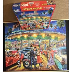 White Mountain "American Drive-In" 1000 Larger Piece Jigsaw Puzzle - Complete